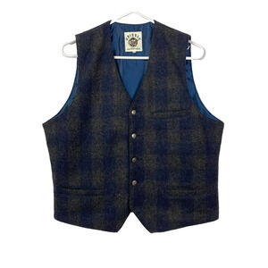 Vintage Grizzly Outfitters Plaid Wool Blend Snap Western Vest Mens Medium